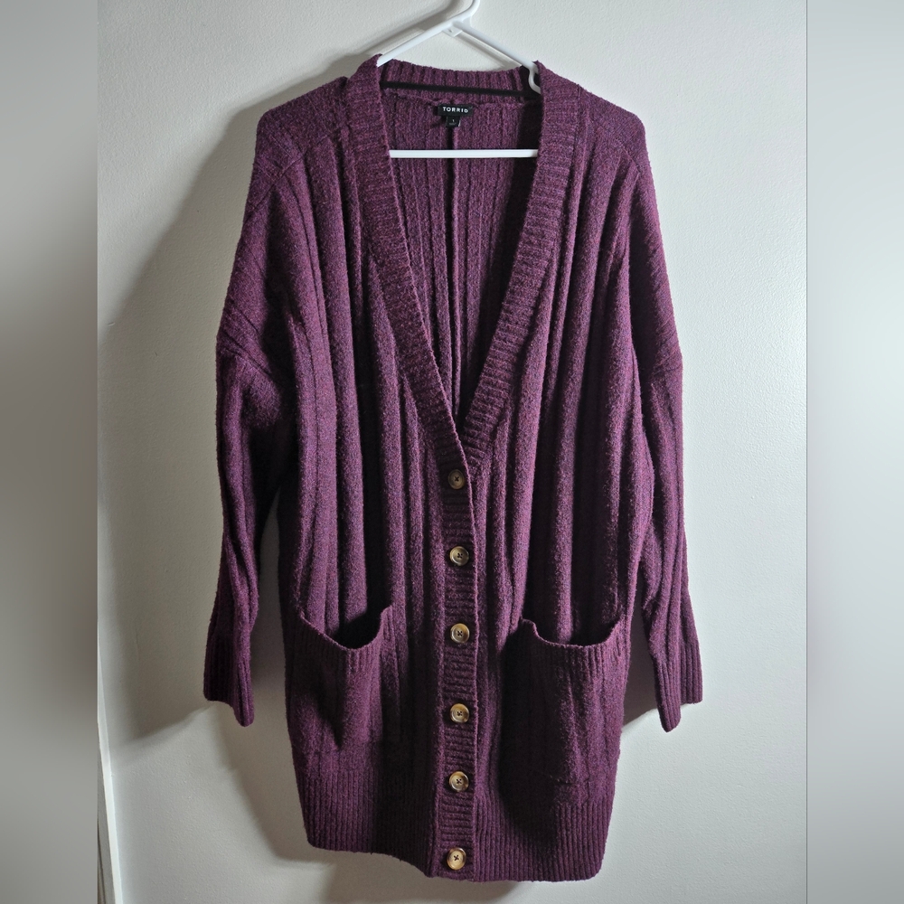 Torrid Oversized Purple Cardigan